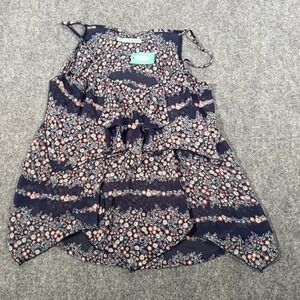 Maurices Floral Navy Blue‎ Sleeveless Tank Top Womens Medium NEW NWT